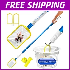 Long Pool Skimmer with Stainless Steel Hook - Easy Cleaning