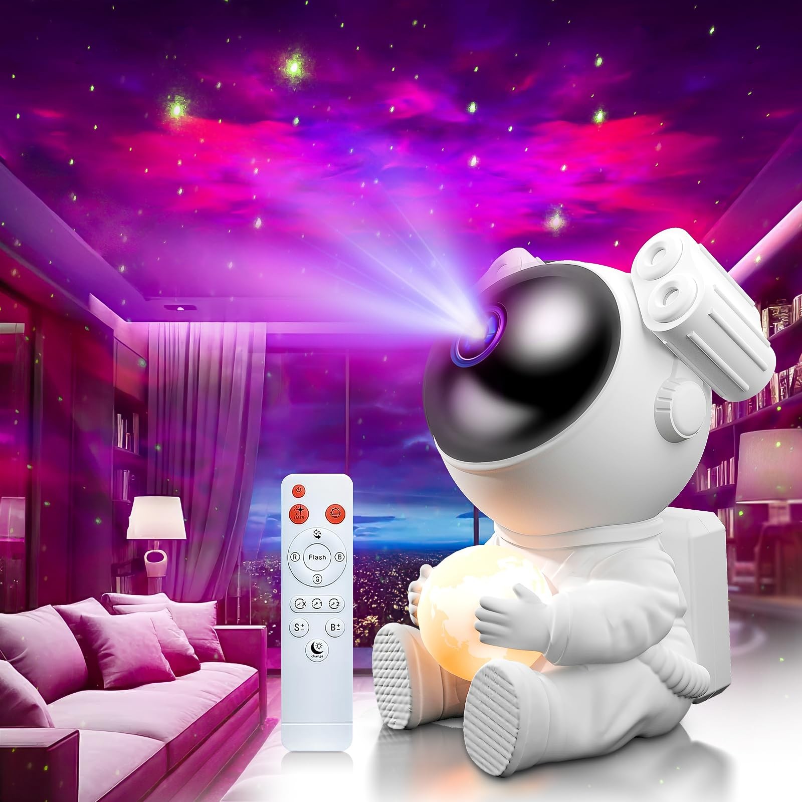 Lampada Proiettore Astronauta MYSTILUCK - Design Luna LED per Camera