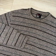 Vintage Robert Bruce Sweater Adult XL Gray Striped Knit Wool Blend 90s USA Soft