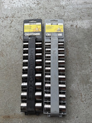 #ad Vintage Craftsman Socket Sets 6 PT 9 Piece 3 8 34439 SAE 34443 Metric USA Tools $70.00