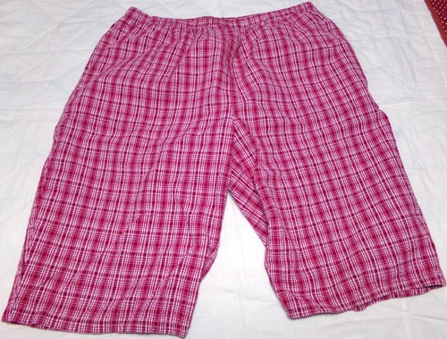 VTG Mountain Lake Capri Pants Womens Size XL Red Plaid Cropped Pull On Cotton