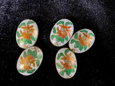Lot of 5 Oval Chinese Cloisonn  2.2 cm Beads with floral design