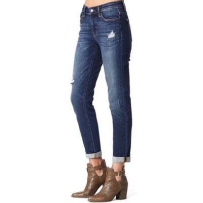 Judy Blue Slim Fit Distressed Mid Rise Blue Jeans, Size 24W, Jb82104dk-pl