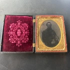 Civil War Soldier Armed Union Army Tintype Holding Sword Beautiful Case