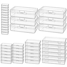 42 Pack Rectangular Clear Plastic Storage Containers Box with Hinged Lid  La...