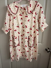 Gee Gee M Cream & Cherry Button Up Dress With Peter Pan Collar And Pockets