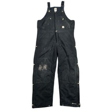 Carhartt Bib Overalls 40x32 Insulated Quilted Canvas Workwear R33 BLK Black