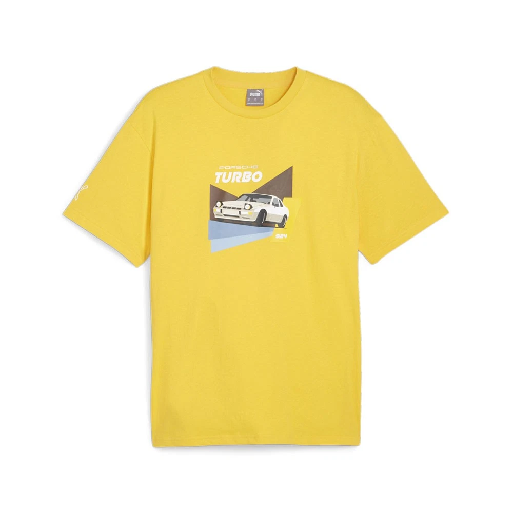 PUMA Porsche Legacy 924 Graphic Crew Neck Short Sleeve T-Shirt Mens Yellow Casua