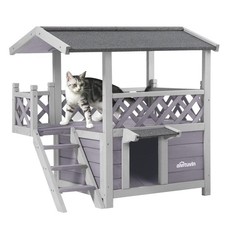 Aivituvin Wooden Dog/Cat House Outdoor and Indoor,Feral Pet Houses with Stairs