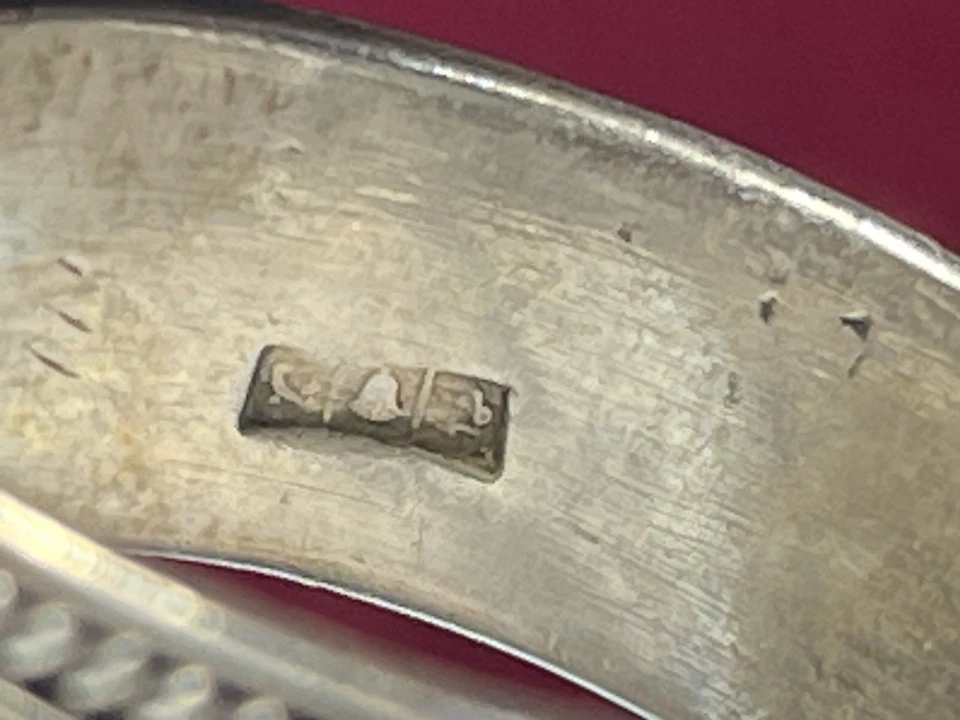 ANILLO LAPISLÁZULI PLATA ESTERLINA PIEDRA PRECIOSA NATURAL ANTIGUA FIRMADO 12 QUILATES Foto 2 de 4