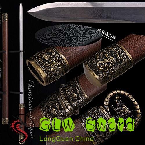 GLW Sword Broadsword Waist Knife Hand Forged Folded Pattern Steel Blade Sharp