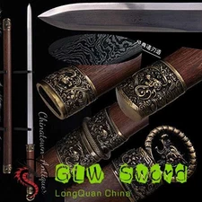 GLW Sword Broadsword Waist Knife Hand Forged Folded Pattern Steel Blade Sharp