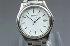Vintage1996 [N MINT] Seiko 7N32-0150 Silver Date White Round 36mm Qz Men's Watch