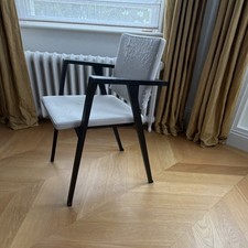 Cassina Luisa Armchair Grey Cotton Upholstery Black Stained Ash Wood Frame