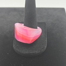 Vintage Pink Striped Agate Solid Stone Ring