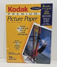 Kodak Premium Picture Paper 8 1/2 X 11" 75 High Gloss Sheets 8 Mil Heavy Weight