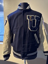Vintage 50s-60s Whiting Letterman Jacket Varsity Men’s 46 Blue White Leather