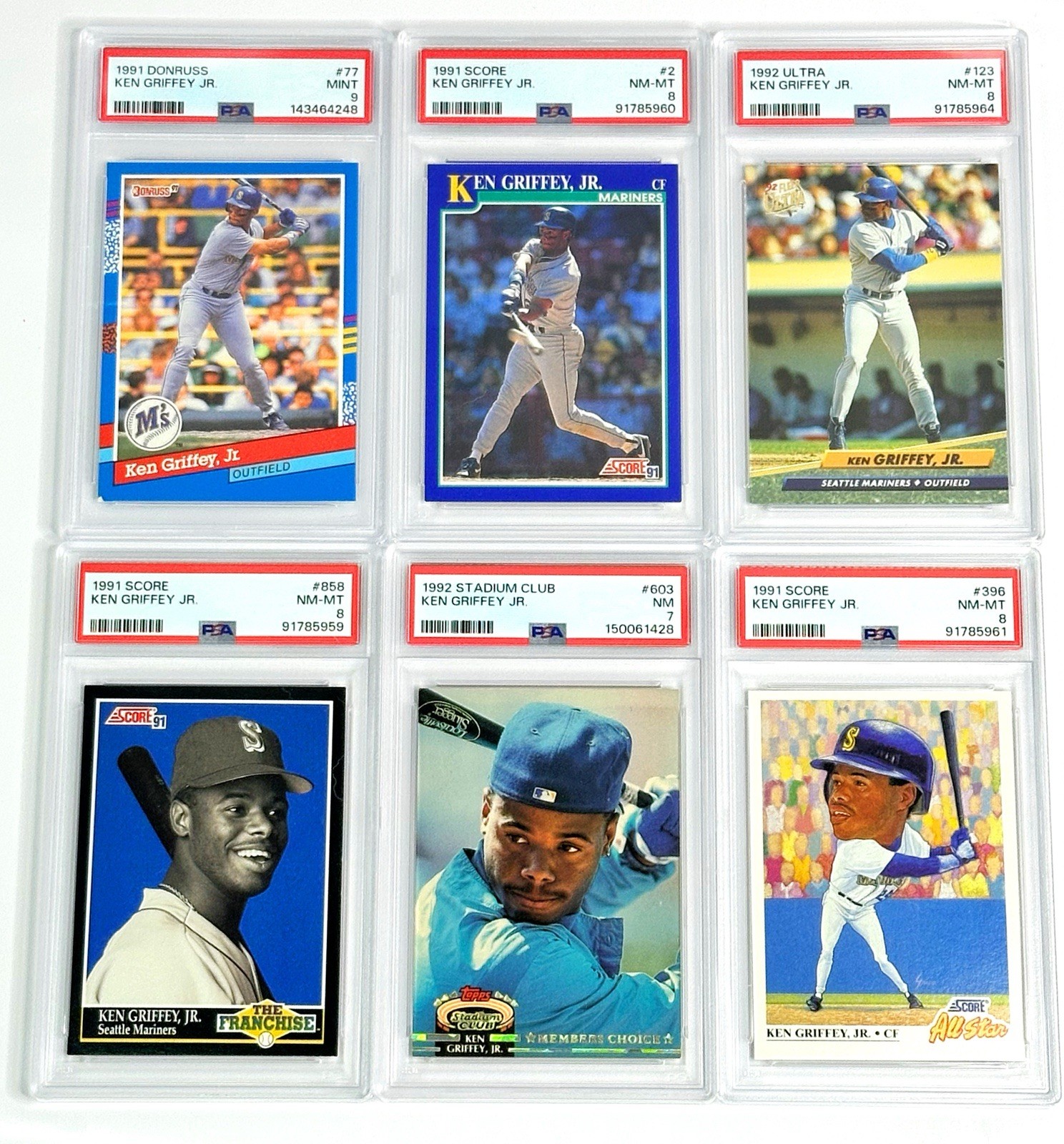 Ken Griffey Jr PSA Lot 6 Cards Early 90’s Mariners HOF