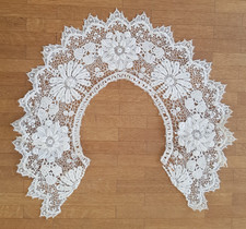 Vintage Kragen Spitzenkragen  Plauener Spitze - weiß,  Breite: ca. 11,5 cm