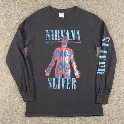Nirvana Sliver Shirt Mens Small Black Long Sleeve Band Tee T-Shirt Gildan Rock