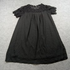 Charlotte Russe Dress Womens Small Black Lace Crochet Yoke Short Sleeve