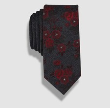 Bar III Men's Black Floral Tie Classic Skinny Slim Silk Necktie 56 X 2.5