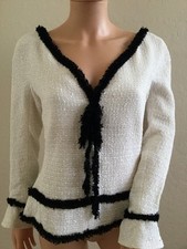 CHANEL 04P ECRU ICONIC MONOCHROME SEQUIN TUNIC JACKET FR42-FR44