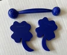Tupperware VTG Blue Shamrock Cookie Cutter (2) & Melon Baller Cookie Dough