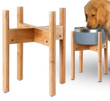 Dog Bowl Stand for Large Breed - 14-inch High, Adjustable Sideways to Fit Var...