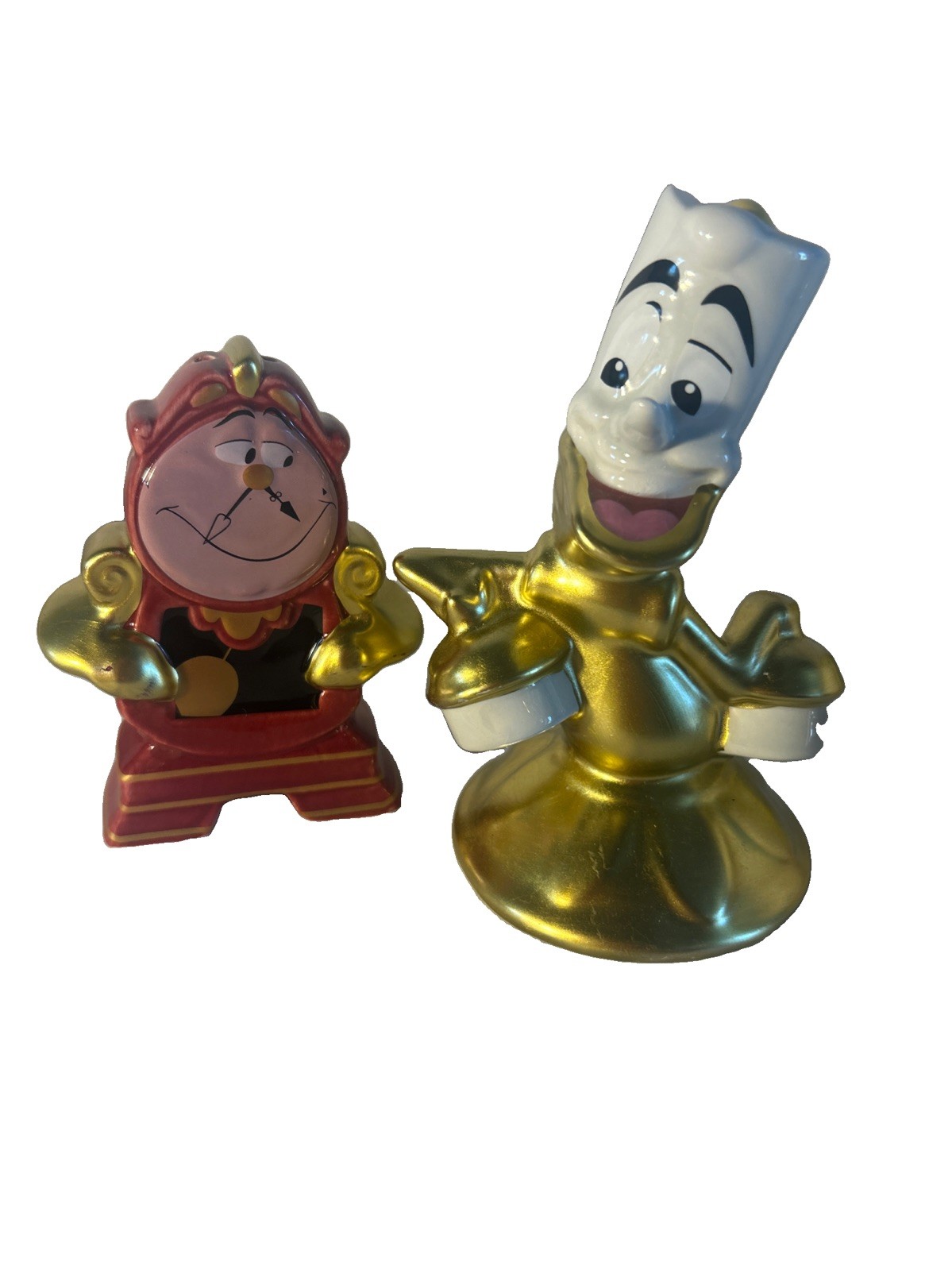 Cogsworth & Lumiere Beauty and the Beast Figurines Ceramic Disney Figures