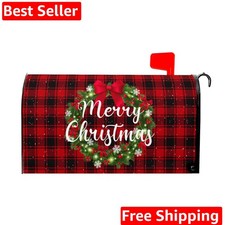 Merry Christmas Mailbox Cover - Magnetic Standard Size 21x18 Inch Winter Chri...