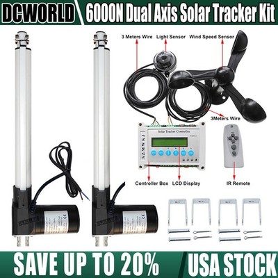 Solar Panel Auto Tracking Dual Axis W/ 12'' 6000N Linear Actuators W/ Wind Sensor
