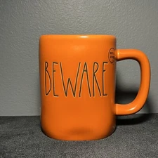 Rae Dunn Beware Double Sided Orange Halloween Mug