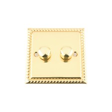 10 Amp 2 Way Push On/Off Dimmer Switch 400W (Max) Polished Brass GEORGIAN Style