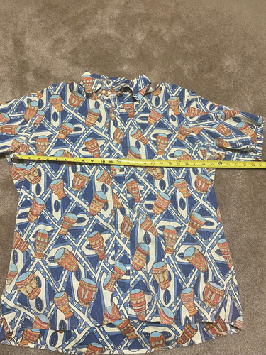 Reyn Spooner Hawaiian Shirt Drums Retro L Rare - Picture 3 of 7