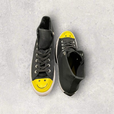 Size 9.5 - Converse Chuck Taylor All Star High Smiley Face - Black