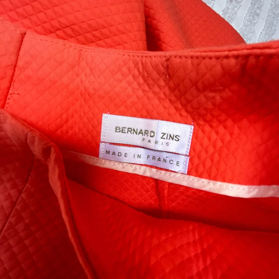 Bernard Zins Womens Aude Ankle Pants Diamond Pattern Sz 8 Orange Made in France - Image 3 of 4