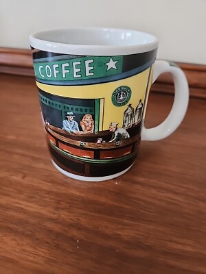 Starbucks Coffee Mug Cup By Chaleur Nighthawks Diner Scene D. Burrows