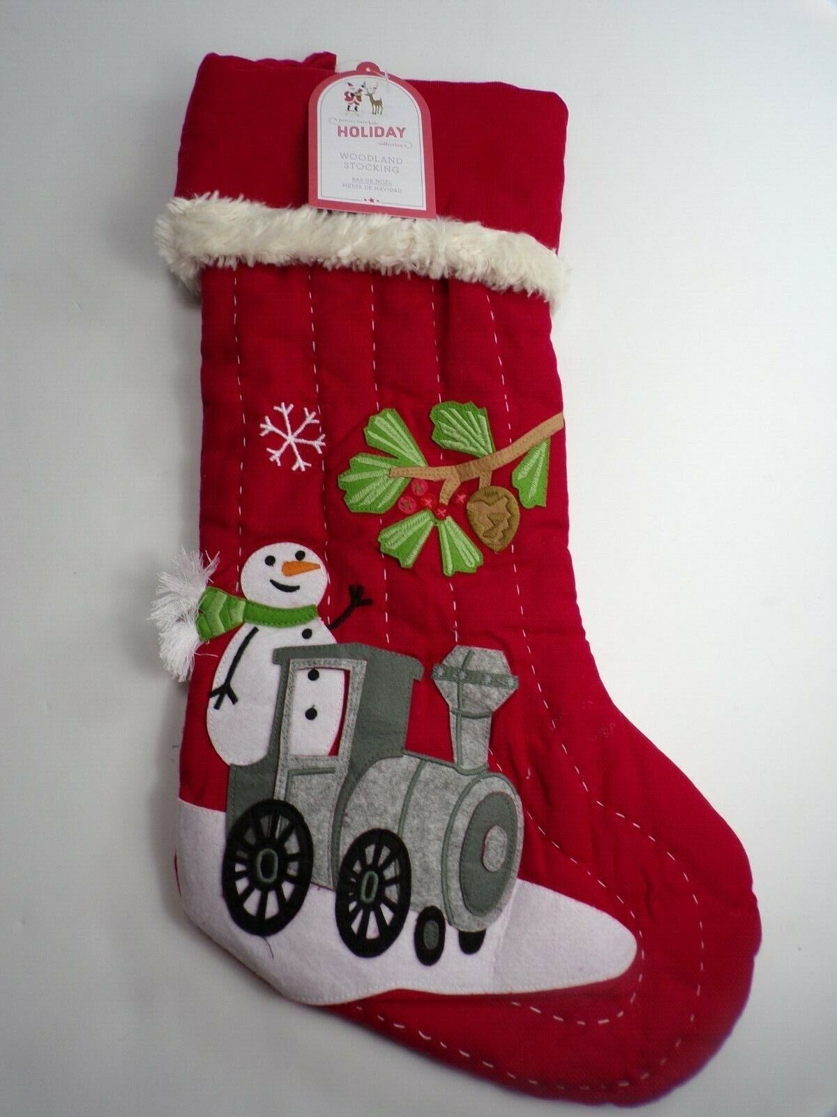 Pottery Barn Kids Snowman On Train Woodland Stocking Quilted 20 8480 Ebay