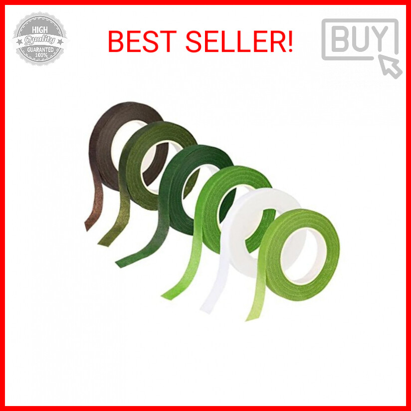 SOCNITC 6 Rolls Floral Tape, 1/2" by 180Yard Green Floral Tape, Flower