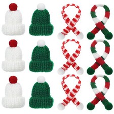 12 Pcs Mini Knit Hat Mini Christmas Scarf Set Tiny Santa Hats for Crafts Smal...