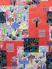 Fabric by the Yard Alexander Henry Jardin Colorido Red Colorful Garden