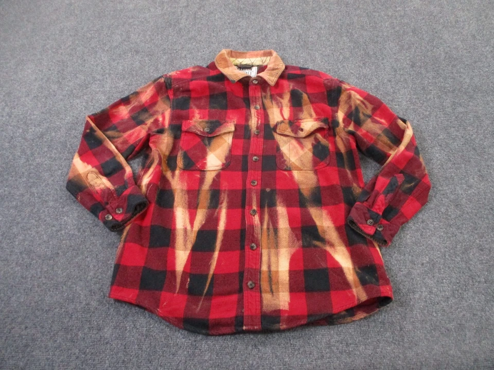 Franklin Flannels Shirt Mens L Red Plaid Country Tennessee Work Outdoor Bleached - Imagem 2 de 4