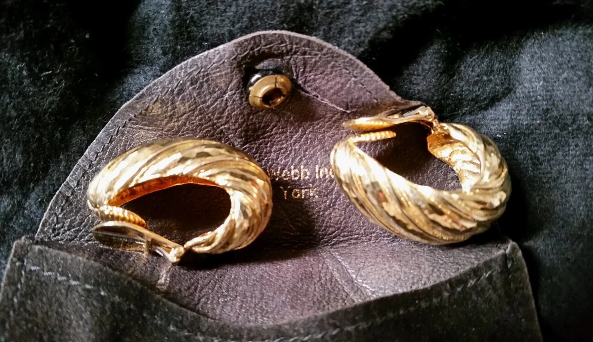David Webb Hammered 18K Yellow Gold Ribbed Clip Earrings eBay
