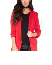 Ladies Blazer Coat 3/4 Sleeve Frill Ruffle Women Long Line Stylish duster Jacket