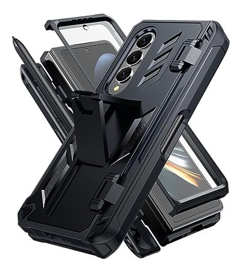 for Samsung Galaxy Z-Fold-4 Case: Military Grade Hinge Protection S-Pen Black
