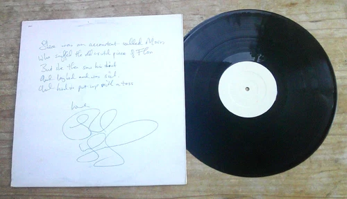 RICK WAKEMAN "CRIMINAL RECORD" V RARE W/L PROMO LP SIGNED WITH PERSONAL LIMERICK