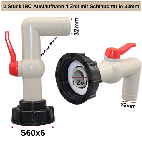 Auslaufhahn IBC Tank Adapter IBC Tank Ablasshahn Auslassventil Kugelauslaufhahn - Bild 4 von 21