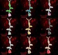 New Rose Stem Flower Urn Cremation Pendant Ashes Holder Memorial Necklace