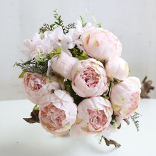 13 Heads Silk Peony Artificial Fake Flowers Wedding Bouquet Home Party Decor UK